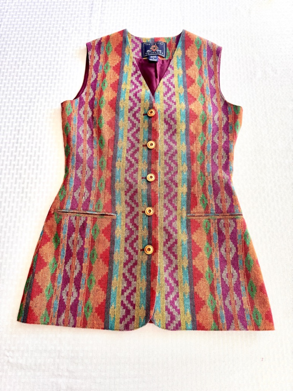 The Limited Collection Vintage Southwestern Aztec Woven Tapestry Vest Small